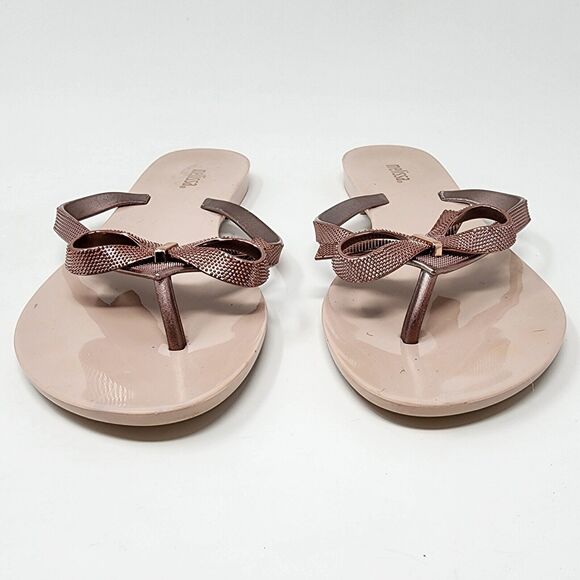 Melissa Harmonic Chrome II Flip Flop Metallic Pink Rose Bow, Jelly Sole US 9 EUC - Picture 4 of 10